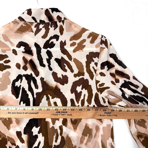 Chicos Watercolor Leopard Animal Print Sheer Blouse Top Womens 0 US S 4 Tan Brow - Picture 5 of 7